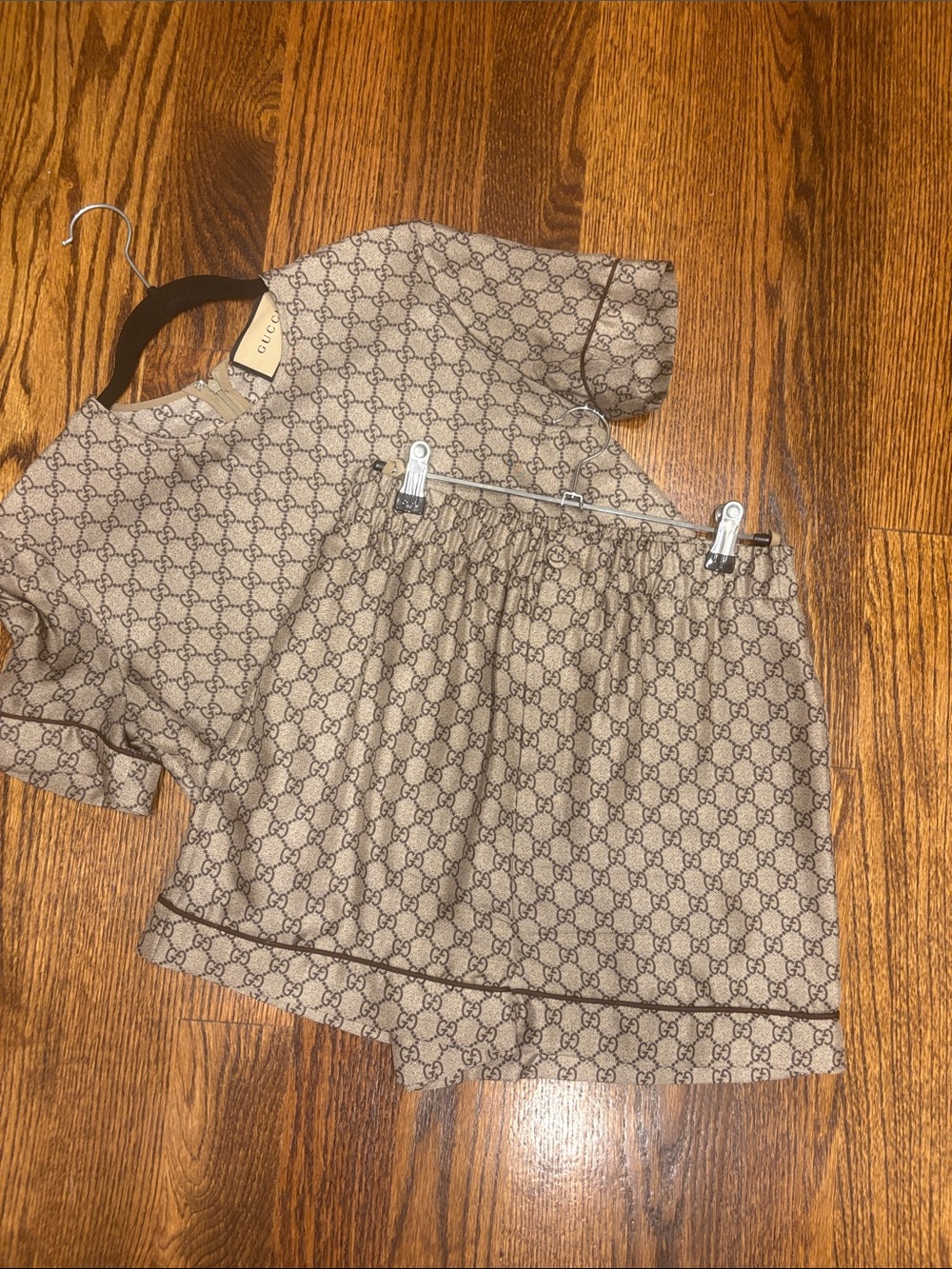 Gucci Beige GG Monogram Girls' Top & Skirt Set